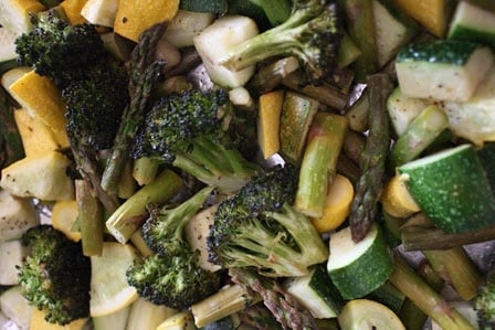 Roasted Asparagus, Broccoli and Summer Squash recipe by Barefeet In The Kitchen