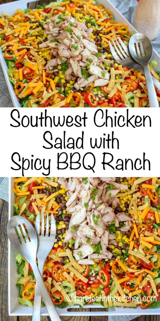 SW Chicken Salad with Spicy BBQ Ranch - get the recipe at barefeetinthekitchen.com