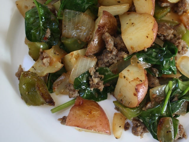 Spinach and Potato Breakfast Hash recipe by Barefeet In The Kitchen
