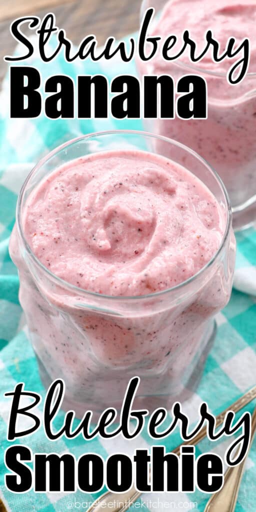 Strawberry Banana Blueberry Smoothie is a breakfast treat.