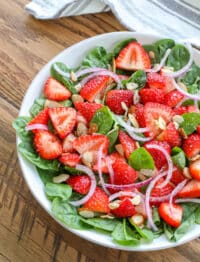Strawberry Spinach Salad - get the recipe at barefeetinthekitchen.com