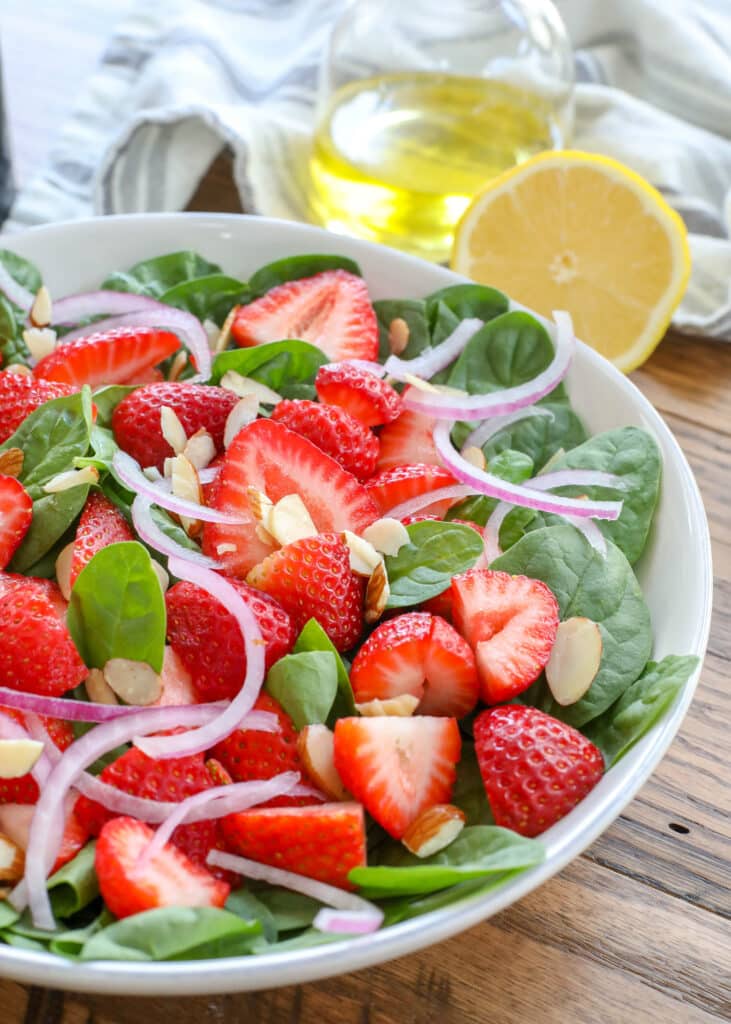 Classic Strawberry Spinach Salad - get the recipe at barefeetinthekitchen.com