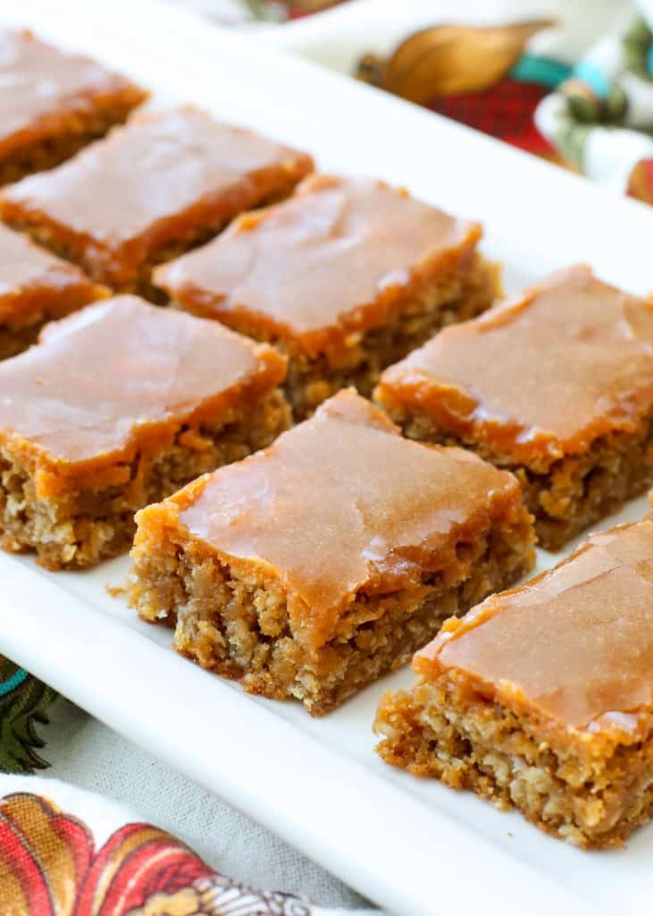 Oatmeal Butterscotch Bars are chewy, sweet, buttery treats! get the recipe at barefeetinthekitchen.com