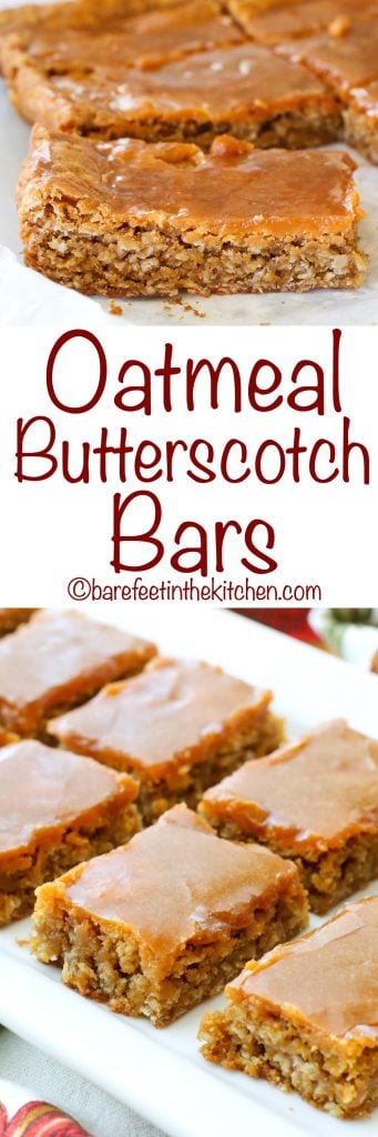 Oatmeal Butterscotch Bars - get the recipe at barefeetinthekitchen.com