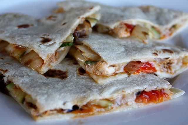 Loaded Vegetable Quesadilla recipe by Barefeet In The Kitchen
