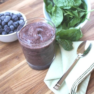 Blueberry Chia Banana Spinach Smoothie recipe by Barefeet In The Kitchen