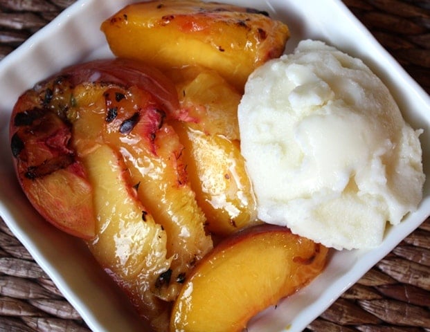 Grilled Peaches with Homemade Vanilla Ice Cream recipe by Barefeet In The Kitchen