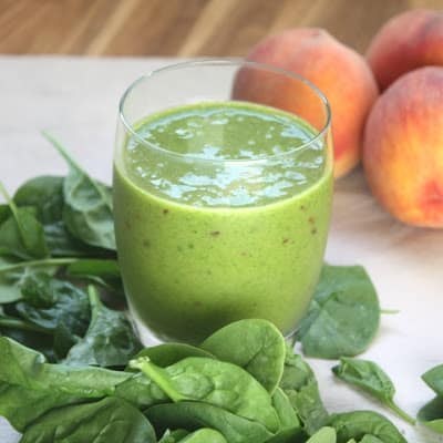 Simple Peach and Spinach Smoothie recipe by Barefeet In The Kitchen