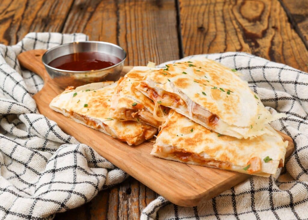 quesadillas made with bbq chicken