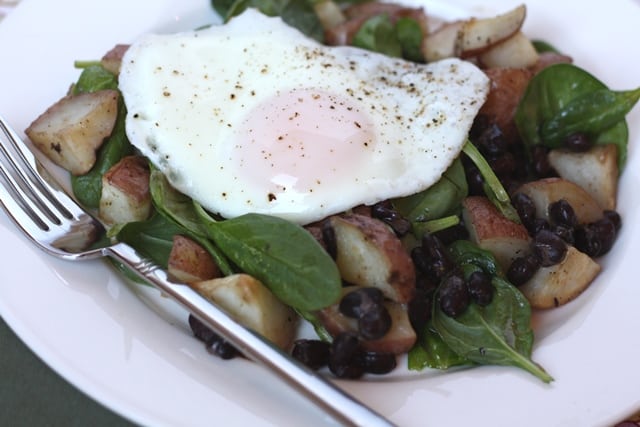 Black Bean, Potato and Spinach Hash recipe by Barefeet In The Kitchen