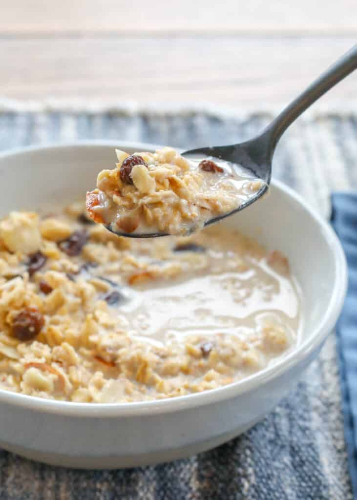 Slow Cooked Oatmeal with Raisins and Almonds is a breakfast treat!
