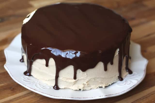 Chocolate Peanut Butter Cake recipe by Barefeet In The Kitchen
