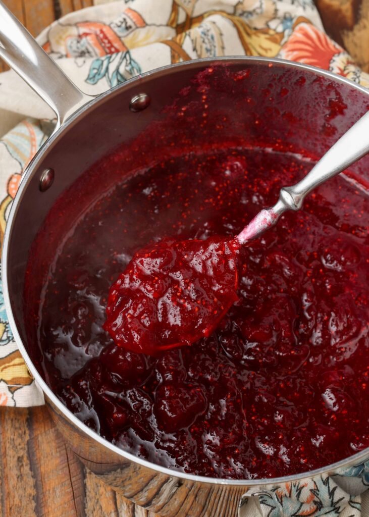 cranberry sauce in saucepan