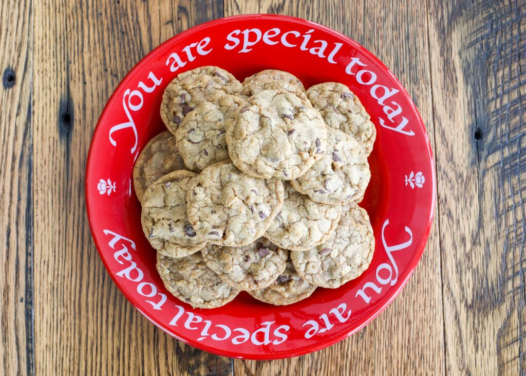 cookies on red plate