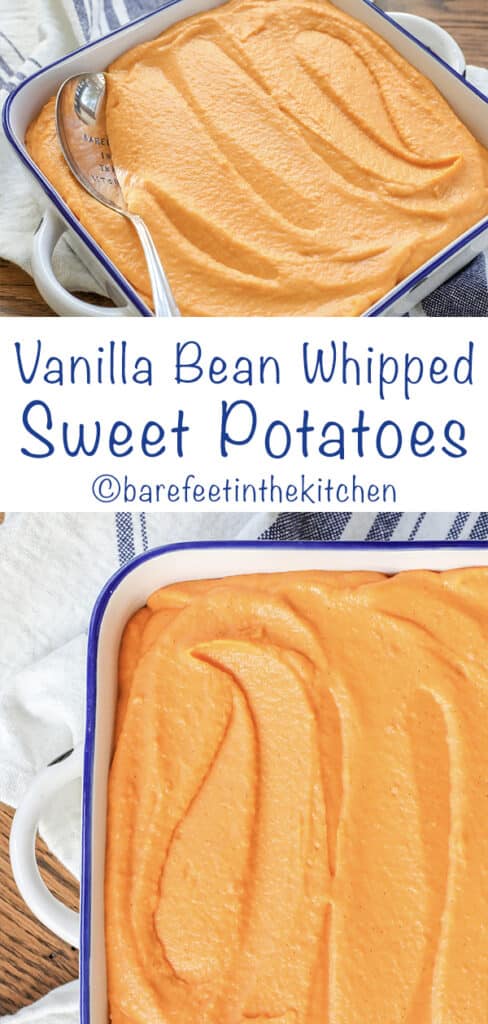 Vanilla Bean Whipped Cream Sweet Potatoes - get the recipe at barefeetinthekitchen.com