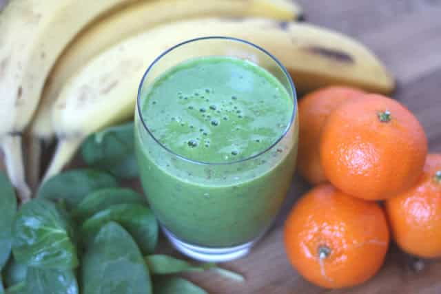 Pineapple Orange Chia Spinach Smoothie recipe by Barefeet In The Kitchen
