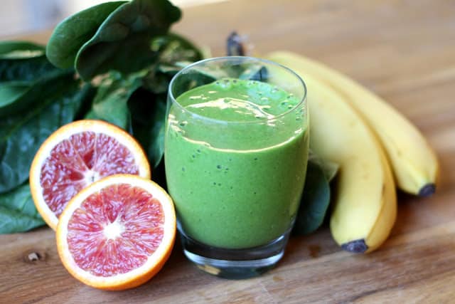 Blood Orange Pineapple Spinach Smoothie recipe by Barefeet In The Kitchen