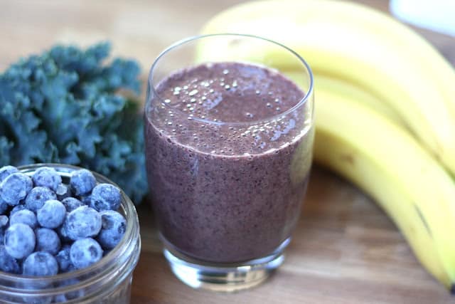 Blueberry Banana Kale Smoothie recipe by Barefeet In The Kitchen