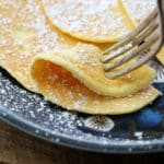 2 Ingredient Cream Cheese Pancakes can be made sweet or savory! get the recipe at barefeetinthekitchen.com
