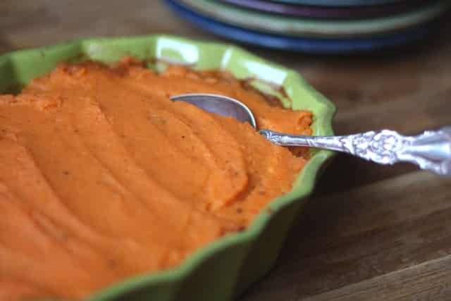 Sweet Potato Topped Rancher's Pie recipe by Barefeet In The Kitchen