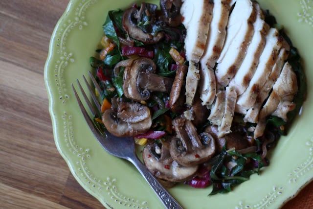 Rainbow Chard and Mushroom Stir Fry recipe by Barefeet In The Kitchen