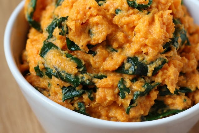 Un-Stuffed Sweet Potatoes with Spinach recipe by Barefeet In The Kitchen