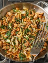 Chicken Bok Choy Stir Fry in Saute Pan