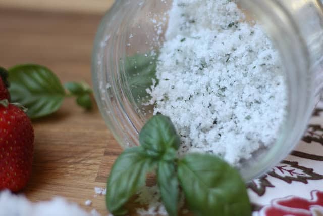 Sweet Basil Sugar with Strawberries recipe by Barefeet In The Kitchen