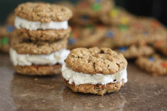 Monster Cookie Ice Cream Sandwiches recipe by Barefeet In The Kitchen