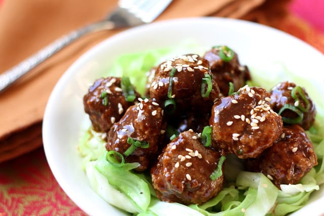 Saucy Asian Meatballs - Guest Post recipe by Barefeet In The Kitchen