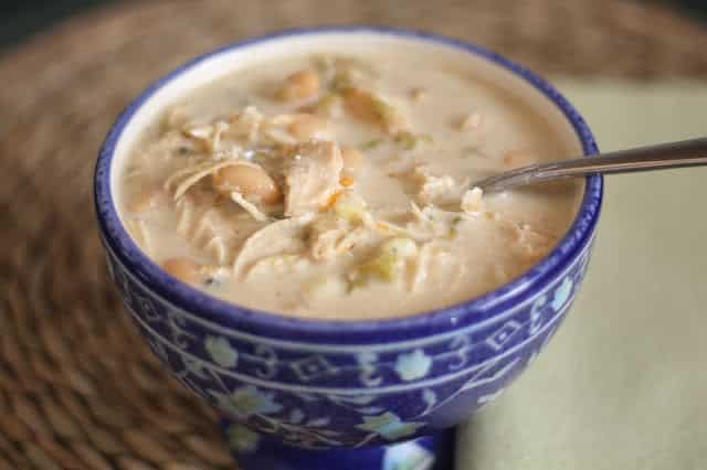 Chicken, White Bean and Green Chile Corn Chowder recipe by Barefeet In The Kitchen