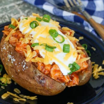 BBQ Chicken Stuffed Potatoes are a family favorite! get the recipe at barefeetinthekitchen.com