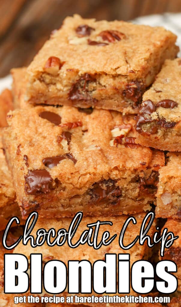 blondies with chocolate and pecans