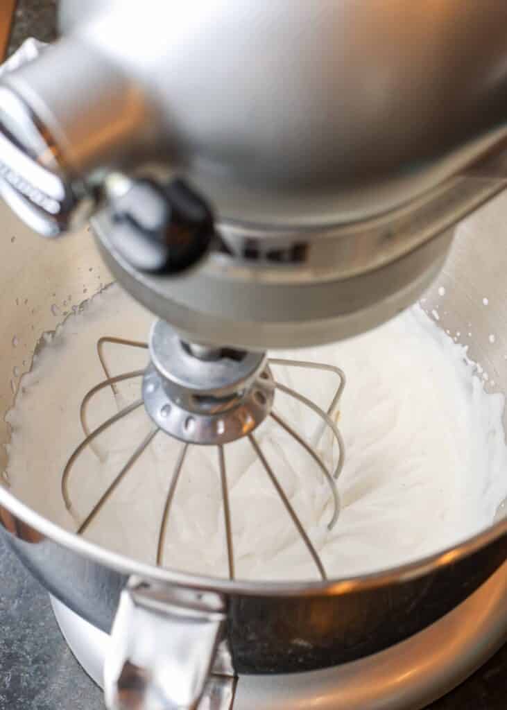 whipped cream in mixer bowl
