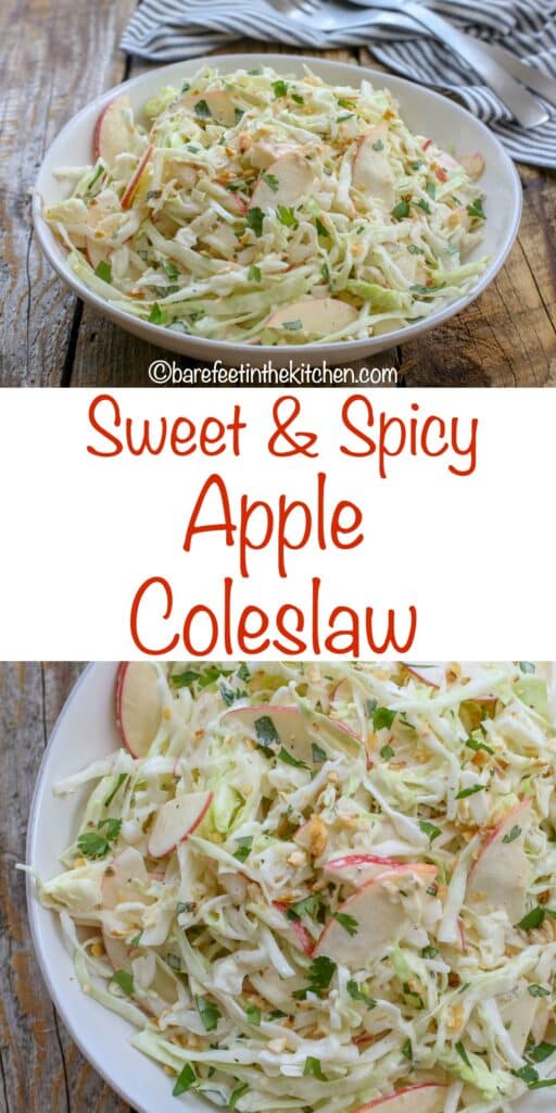 Sweet and Spicy Apple Coleslaw | Barefeet in the Kitchen