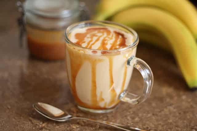 Caramel Peanut Butter Banana Milkshake Smoothie recipe by Barefeet In The Kitchen