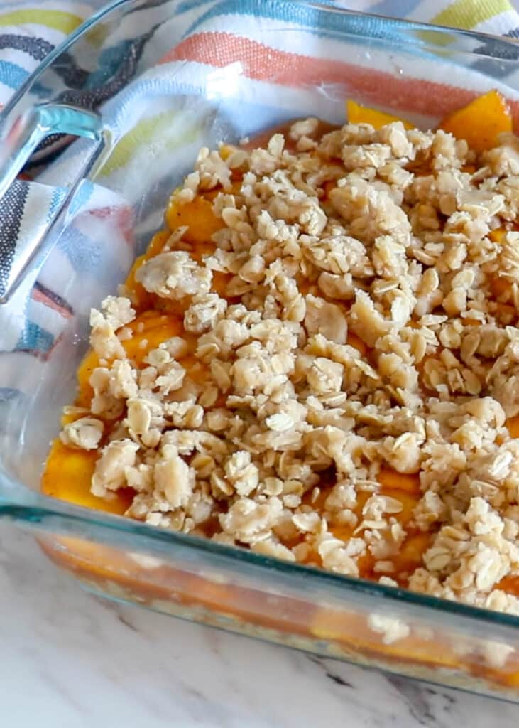 Peach Oatmeal Crunch - get the recipe at barefeetinthekitchen.com