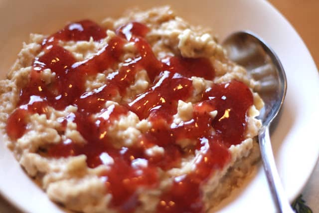 Peanut Butter and Jelly Oatmeal recipe by Barefeet In The Kitchen