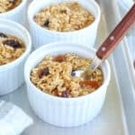 Chewy Baked Oatmeal filled with raisins is a breakfast favorite! get the recipe at barefeetinthekitchen.com
