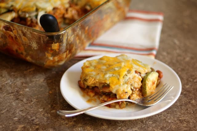 Calabacita Enchiladas with Red and Green Chile recipe by Barefeet In The Kitchen