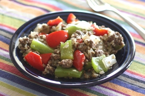 Spicy Hot Green Chile Beef and Pepper Skillet recipe by Barefeet In The Kitchen