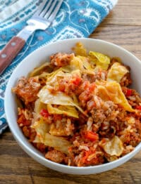 Layered Cabbage Roll Casserole is one of my husband's favorite meals!