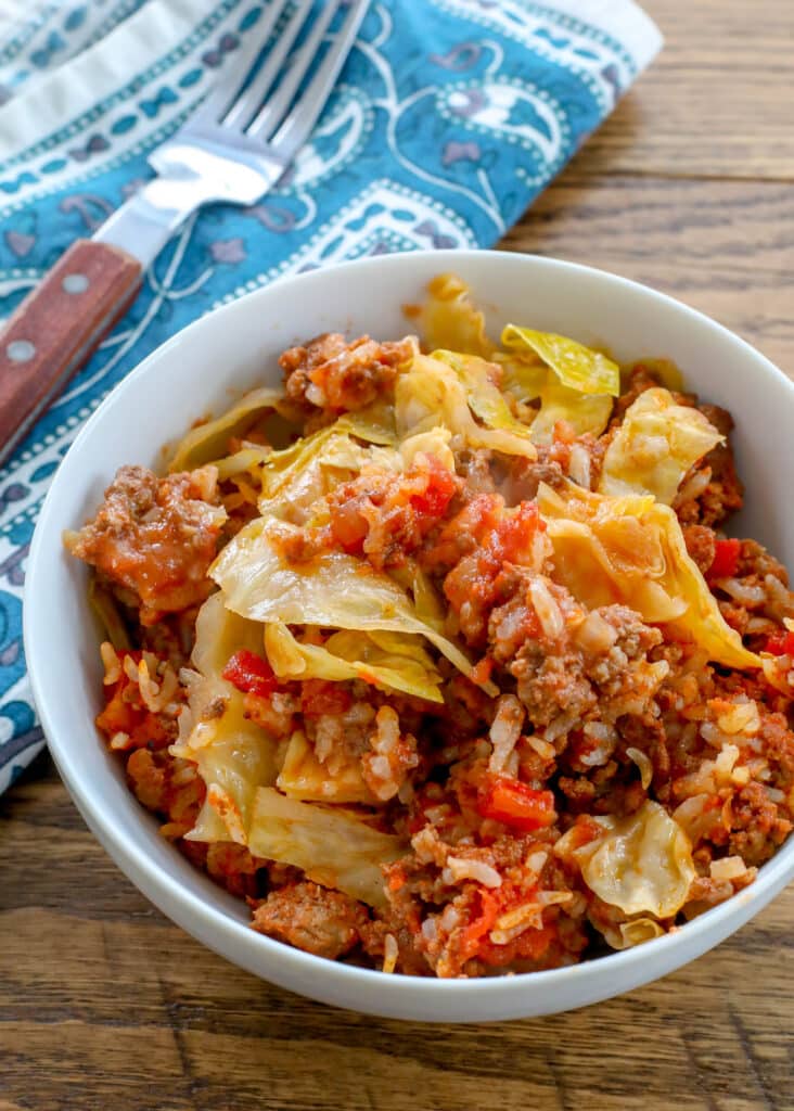Layered Cabbage Roll Casserole is one of my husband's favorite meals!