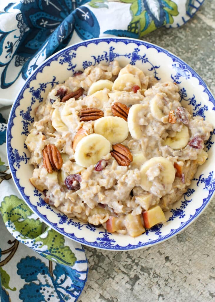 Holiday Oatmeal is loaded with all the favorites! get the recipe at barefeetinthekitchen.com