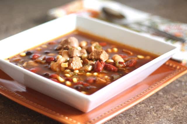 Spicy Southwest Turkey and Four Bean Soup recipe by Barefeet In The Kitchen