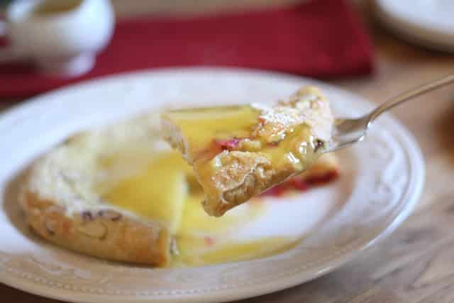 Cranberry Almond German Pancakes with Orange Sauce recipe by Barefeet In The Kitchen
