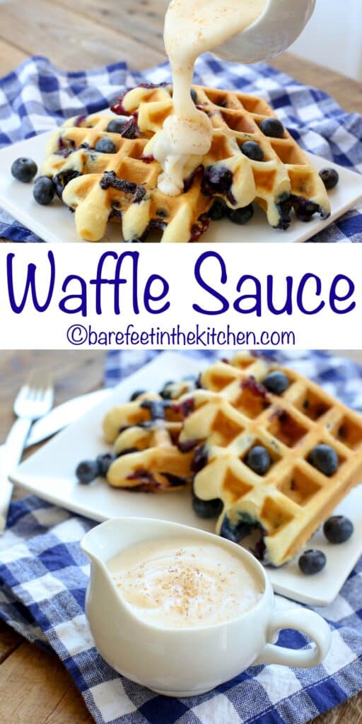 Waffle Sauce is an unforgettable topping for waffles, pancakes, or French toast! get the recipe at barefeetinthekitchen.com