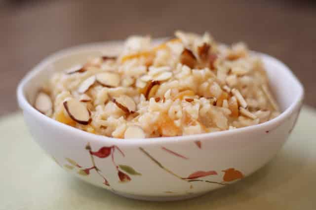 Apricot Brown Rice Pudding recipe by Barefeet In The Kitchen