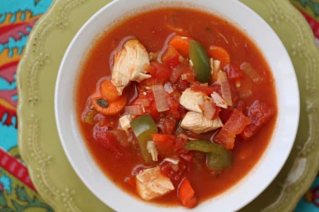 Spicy Chili Chicken and Vegetable Soup recipe by Barefeet In The Kitchen