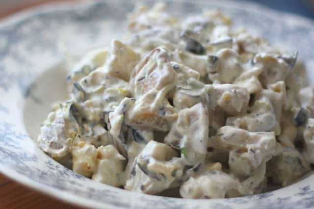 Garlic and Thyme Potato Salad with Leeks recipe by Barefeet In The Kitchen